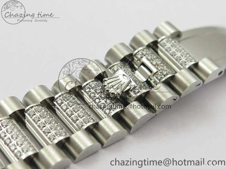 0516 Day-Date 36mm 128239 SS Crystal BP Best Edition White MOP Crystal Marker Dial on SS President Bracelet A MoistureWicking 2682